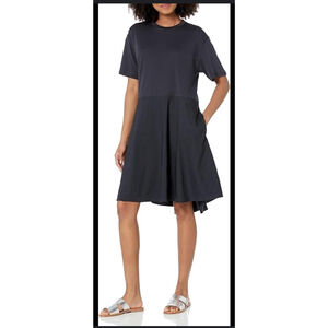 Theory Navy concordTier Tee Eco Crunch Wash Mini Dress high low